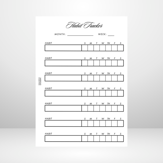 Habit Tacker Style 1 Page A5 Inserts