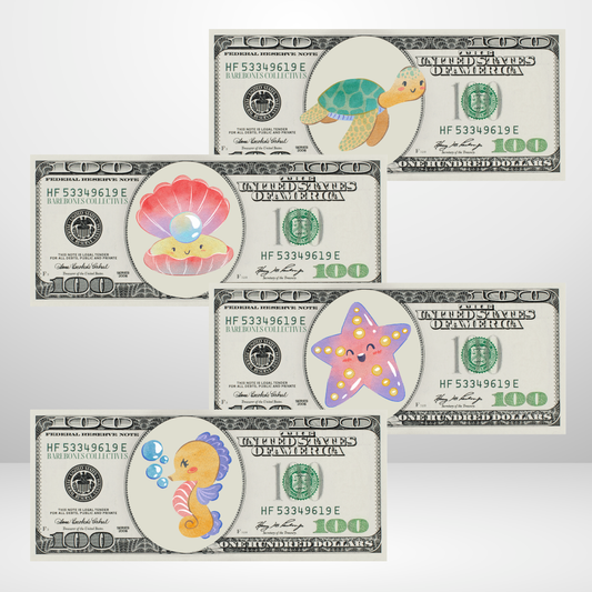 Sea Creatures Cash Place Holders $100 Sets of 4