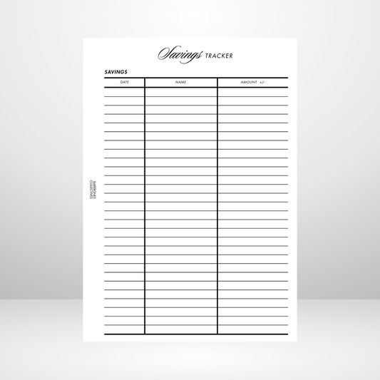Savings Tacker Page Inserts