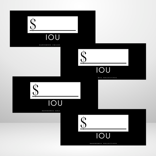 IOU Black Out Style Set of 4 Cash Place Holders