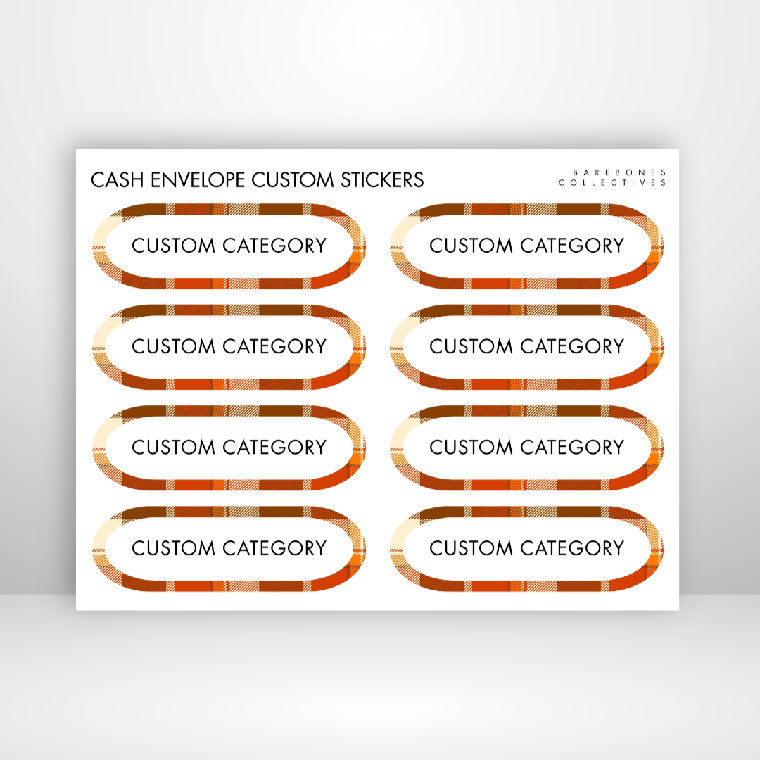 Autumn Flannel Cash Envelopes Labels Sticker Sheet