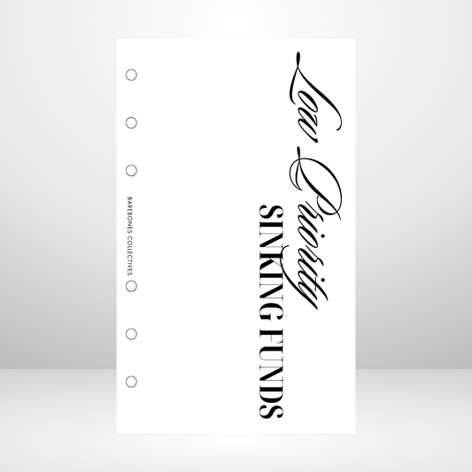 Low Priority Sinking Funds Matte Vellum Personal Size Dashboard