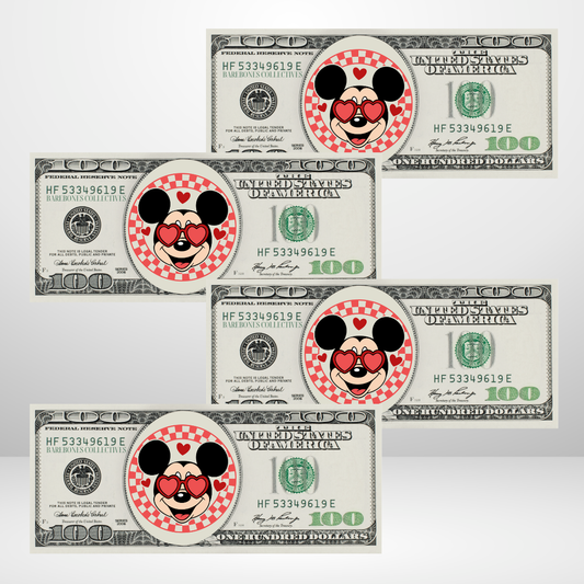 Mickey Checkered Valentines Cash Place Holders $100 Sets of 4