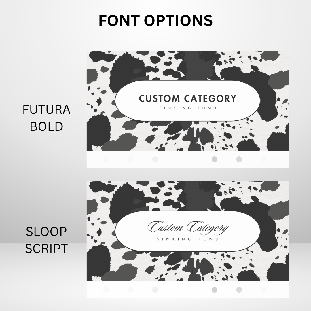 Black Cow Print Handmade Cash Envelope Set of 3