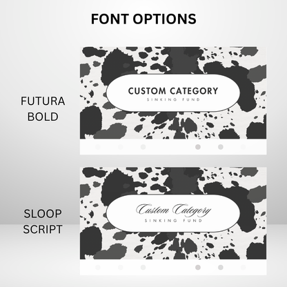 Black Cow Print Handmade Cash Envelope Set of 3