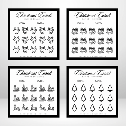 Christmas Carols Noir Small Saving Challenges and Envelope Set