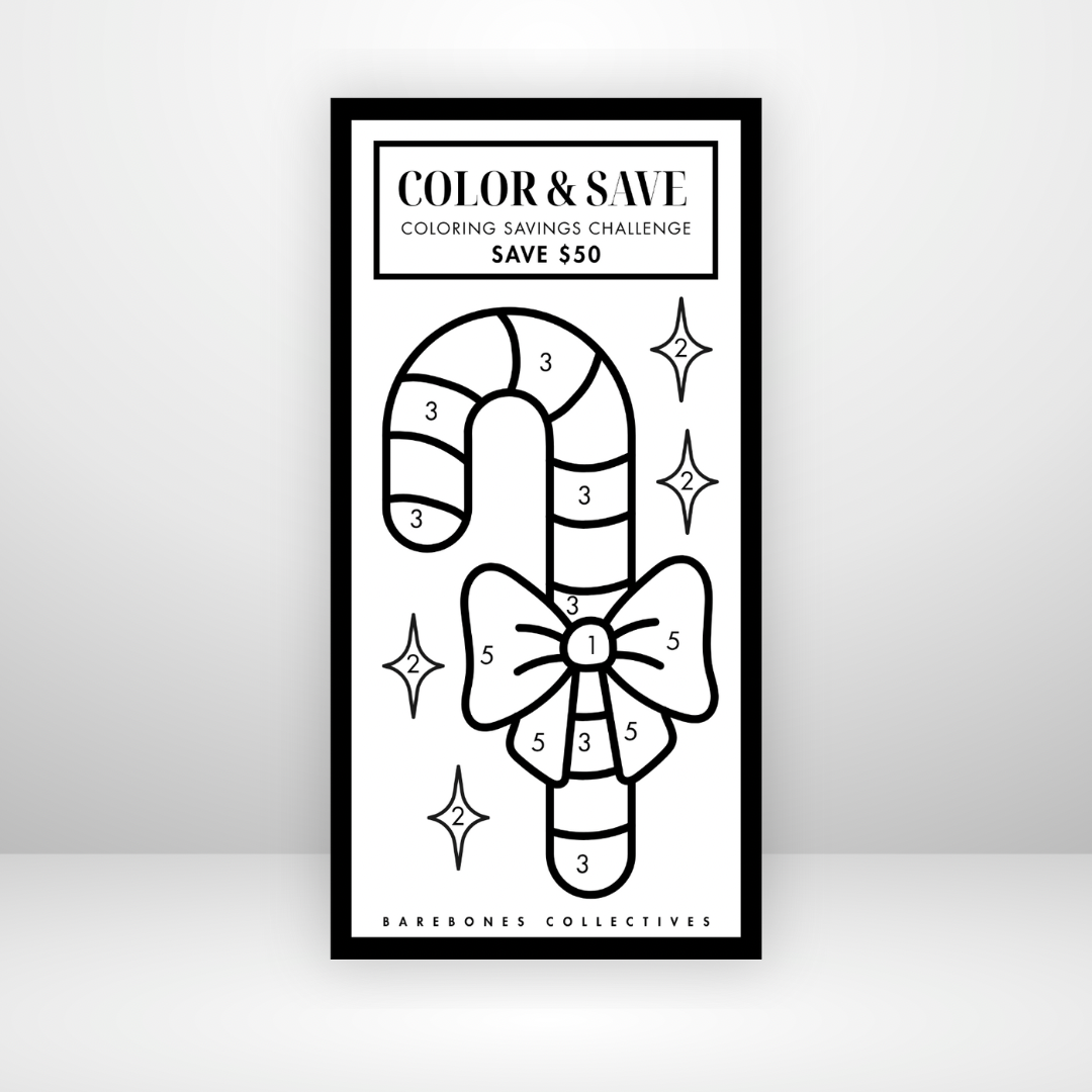 Color and Save Candy Cane Christmas 3x6 Savings Challenge Save $50