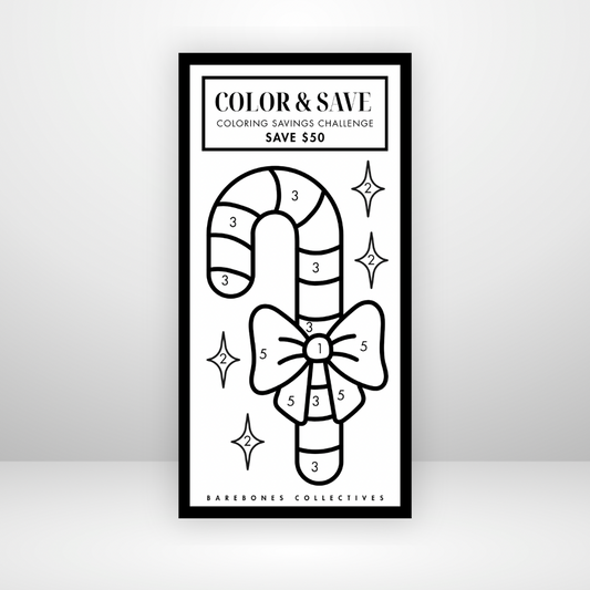 Color and Save Candy Cane Christmas 3x6 Savings Challenge Save $50