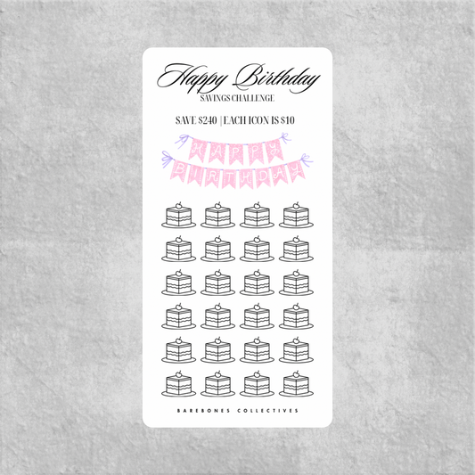 Happy Birthday Banner Savings Challenge Save $240