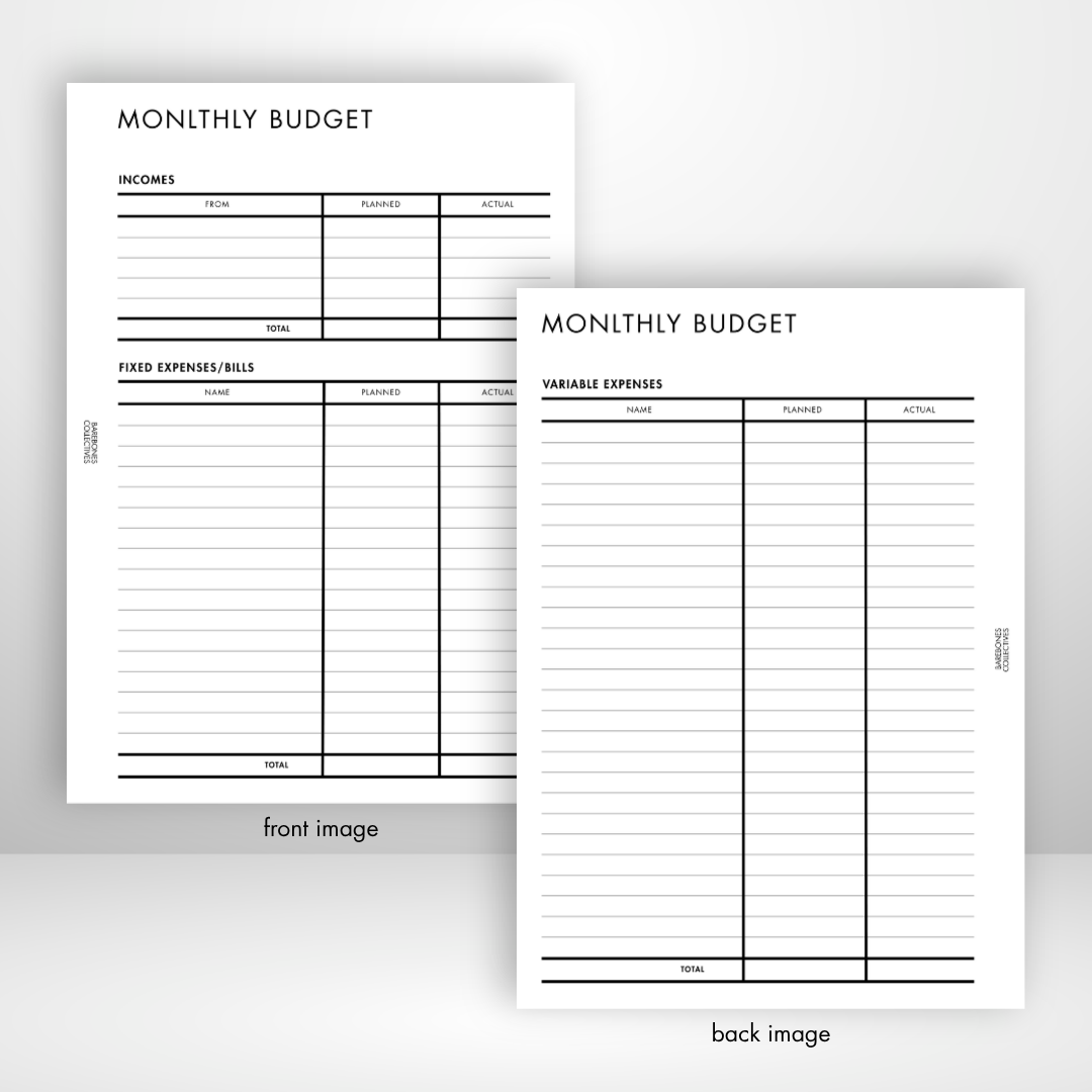 Monthly Budget Barebones Inserts vol. 3 Set of 3