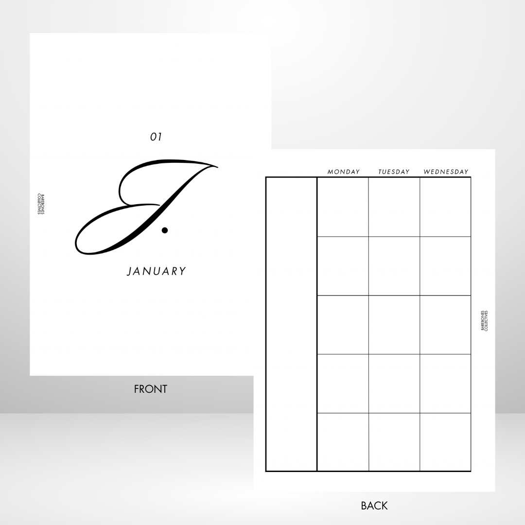 Barebones Monthly Planner A5 Inserts