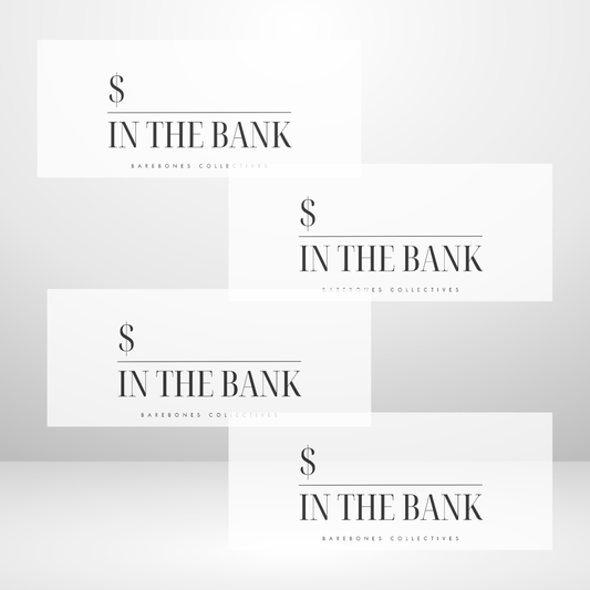 Noto Serif Font Bold Below Set of 4 In the Bank Cash Place Holders
