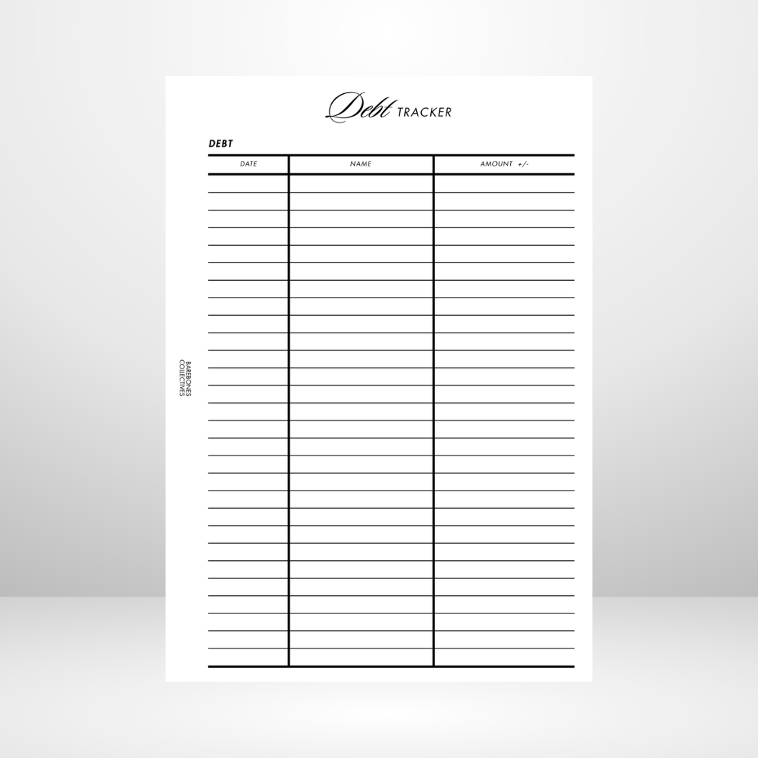 Debt Tacker Page A5 Inserts
