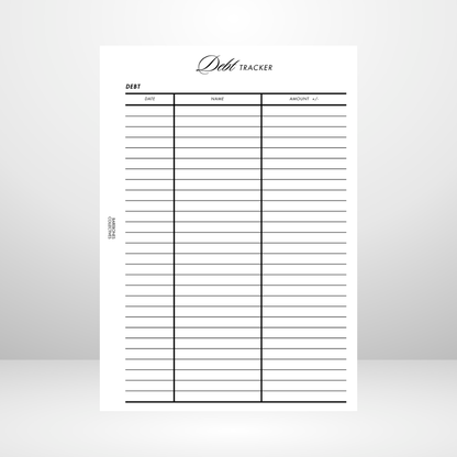 Debt Tacker Page A5 Inserts