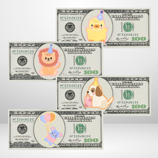 Baby's Birthday Cash Place Holders $100 Sets of 4