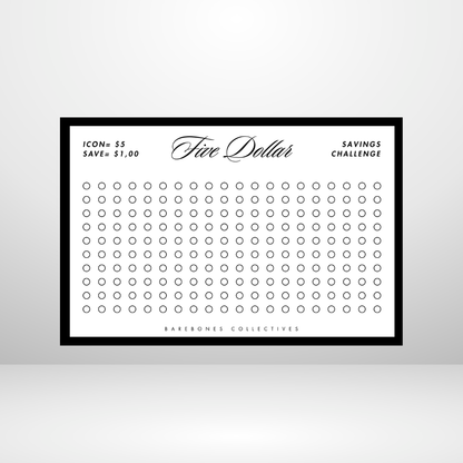 Demomination $1-$100 Savings Challenge A5 Size