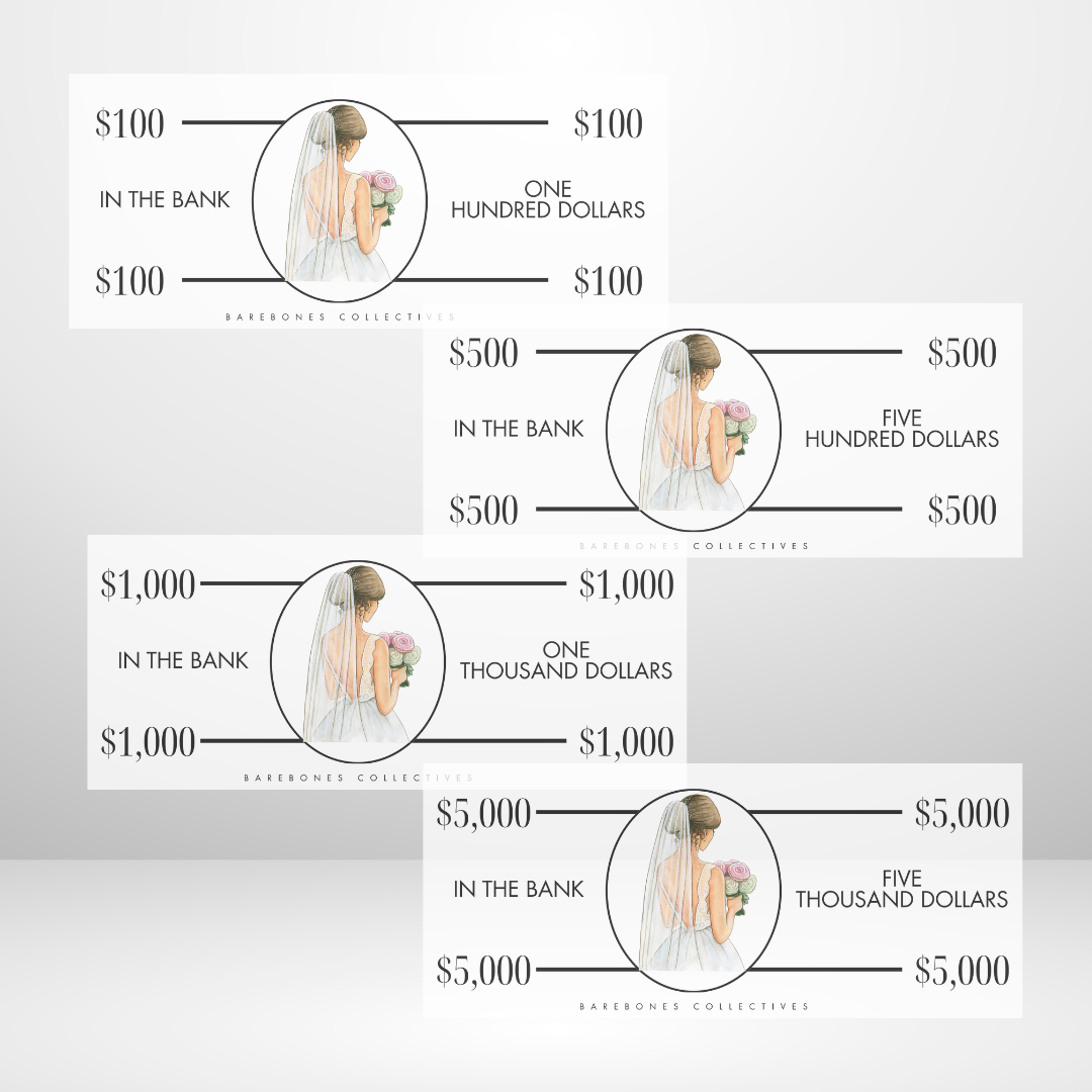 Bridal Cash Place Holders
