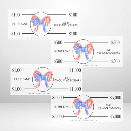 Forth of July Bows Cash Place Holders