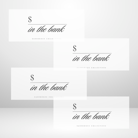 Fancy Font Set of 4 In the Bank Cash Place Holders