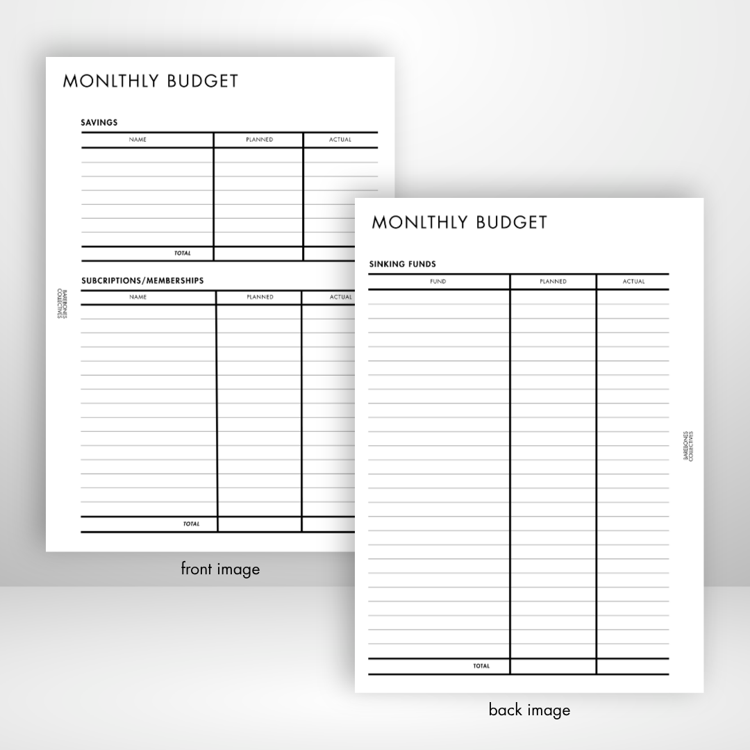 Monthly Budget Barebones Inserts vol. 3 Set of 3
