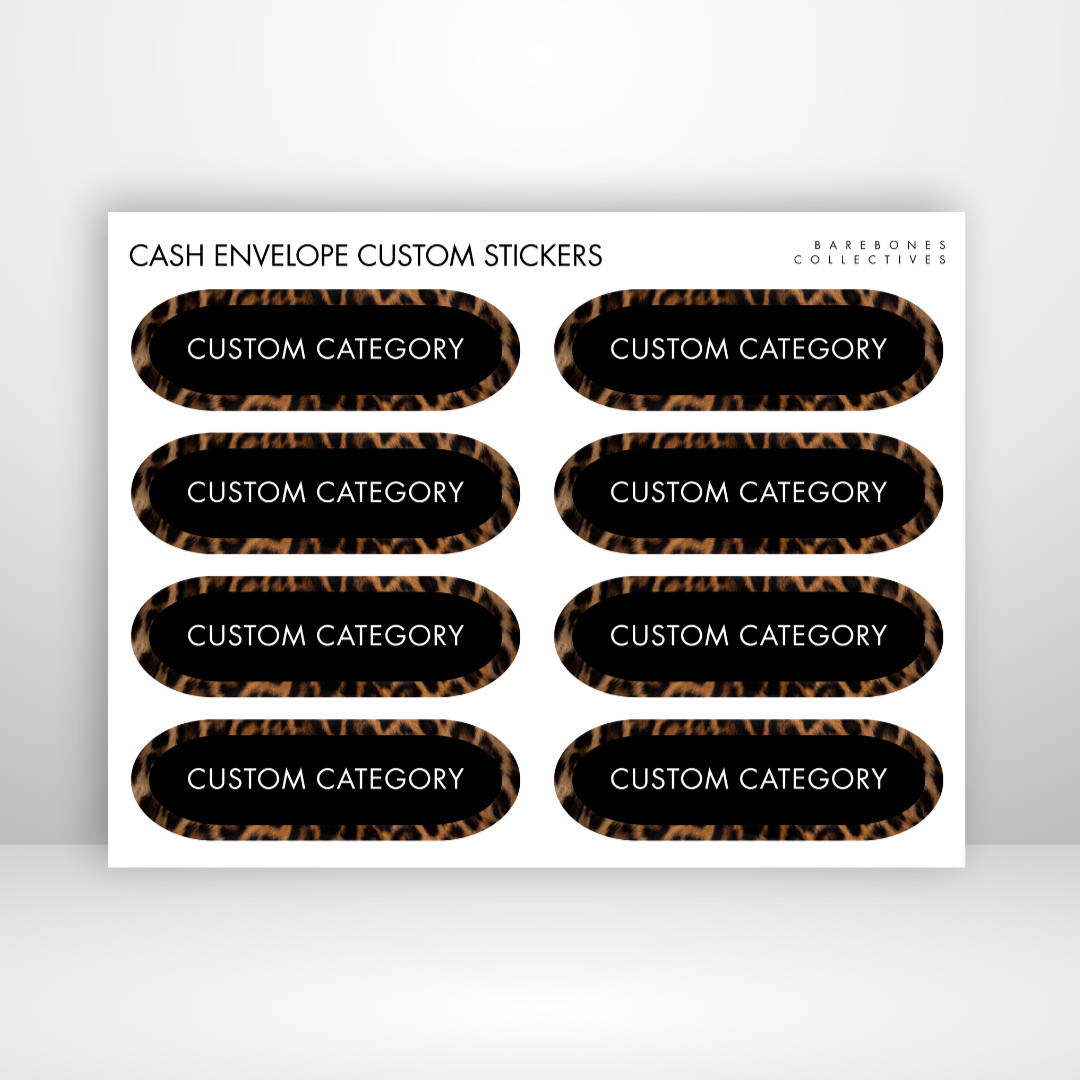 Leopard Cash Envelopes Labels Sticker Sheet