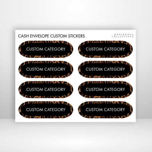 Leopard Cash Envelopes Labels Sticker Sheet