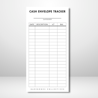 Cash Envelope Tracker Note pad With Description Section