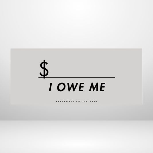 I Owe Me - Reverse Noir Set of 4 Cash Place Holders
