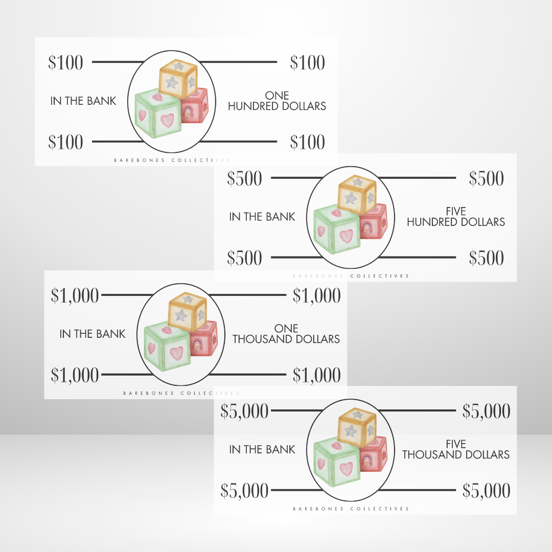 Baby Blocks Cash Place Holders