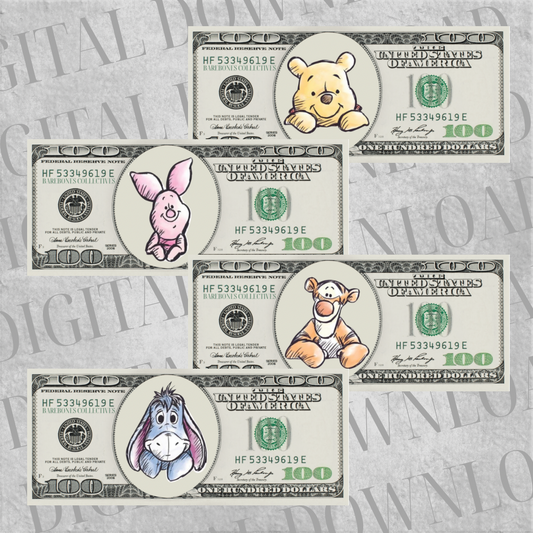 DIY Set of 4 Cash Place Holders $100 DIGITAL DOWNLOAD