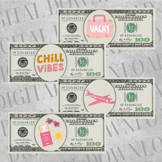 DIY Set of 4 Cash Place Holders $100 DIGITAL DOWNLOAD
