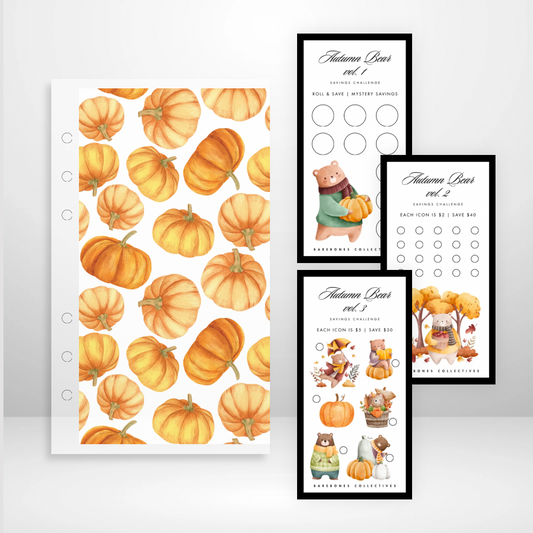 Autumn Bears - Matte Cash Envelope + Savings Challenges