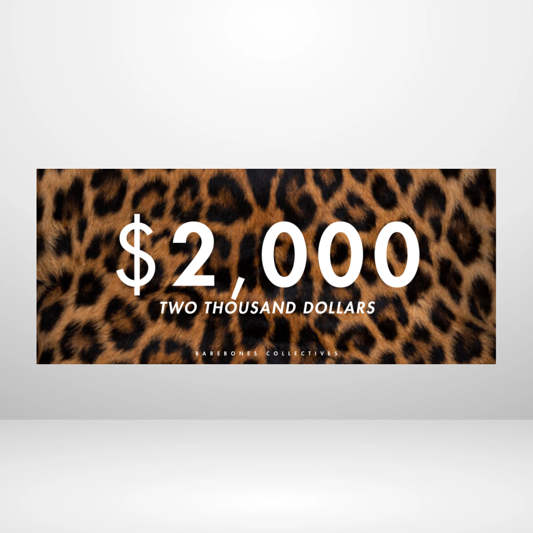 $100 - $50,000 - Leopard Fur Cash Place Holders