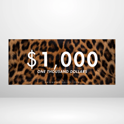 $100 - $50,000 - Leopard Fur Cash Place Holders