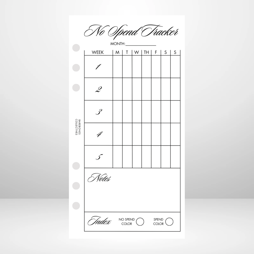 No Spend Tracker Signature Wallet Inserts