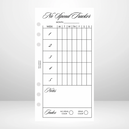 No Spend Tracker Signature Wallet Inserts