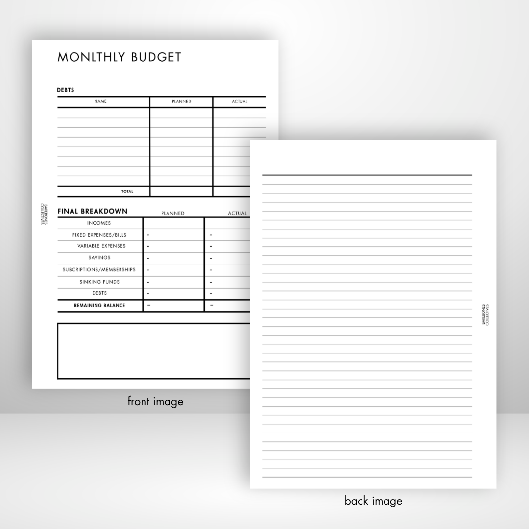 Monthly Budget Barebones Inserts vol. 3 Set of 3