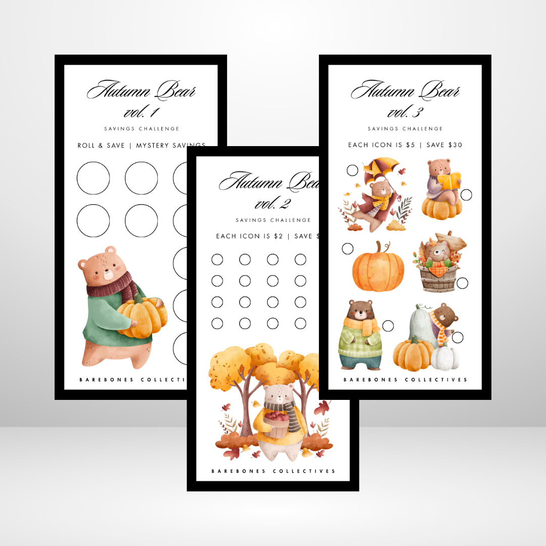 Autumn Bear Savings Challenge and Envelope Set