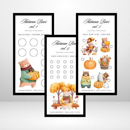 Autumn Bear Savings Challenge and Envelope Set