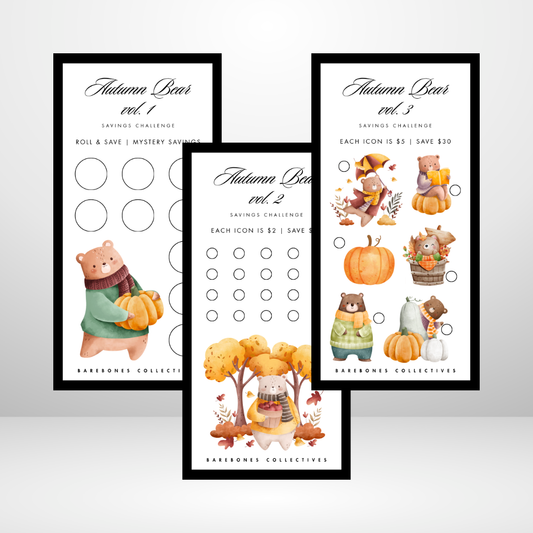 Autumn Bear Savings Challenge and Envelope Set