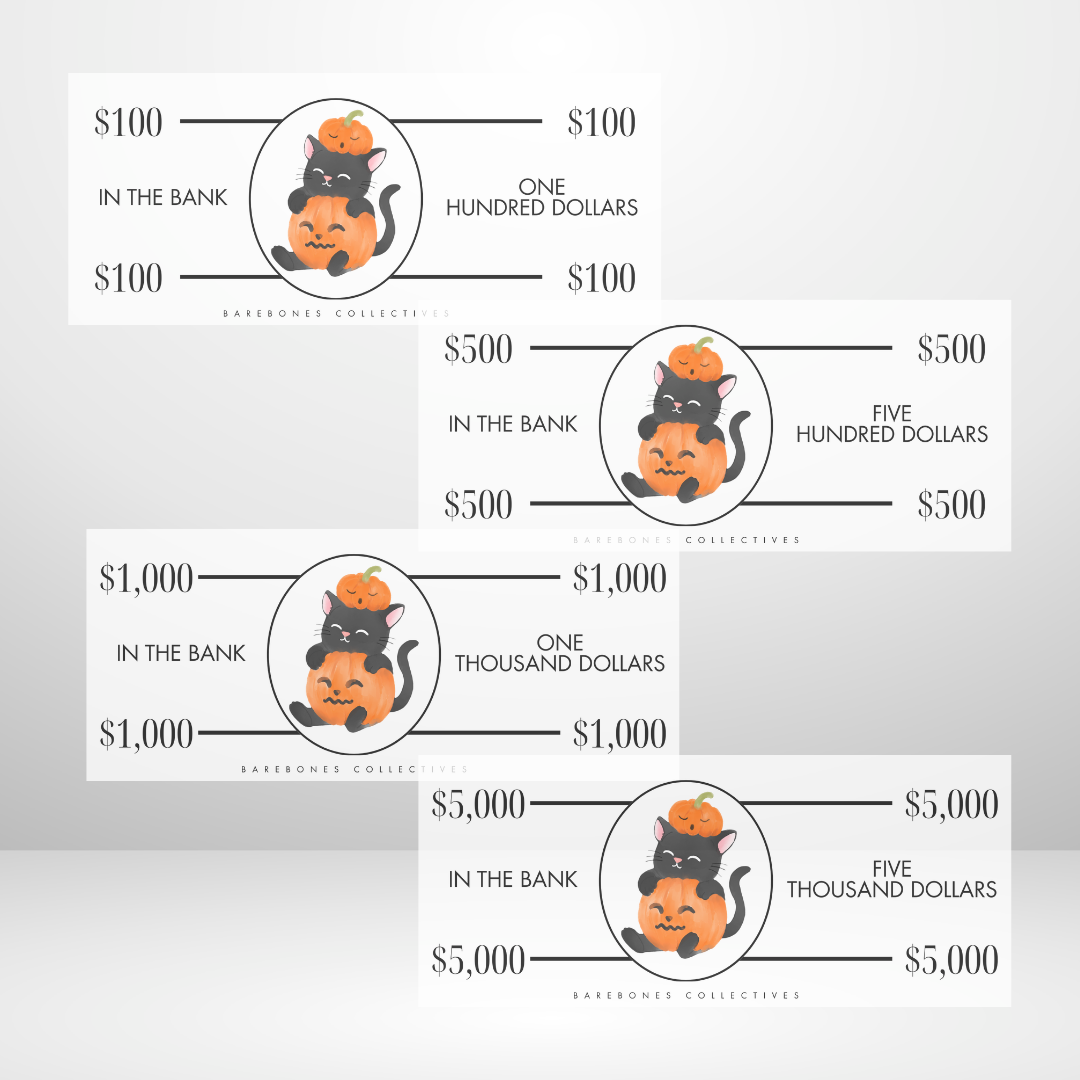 Black Cat Pumpkin Cash Place Holders