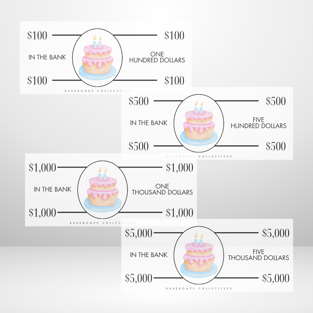 Birthday Wish Cash Place Holders