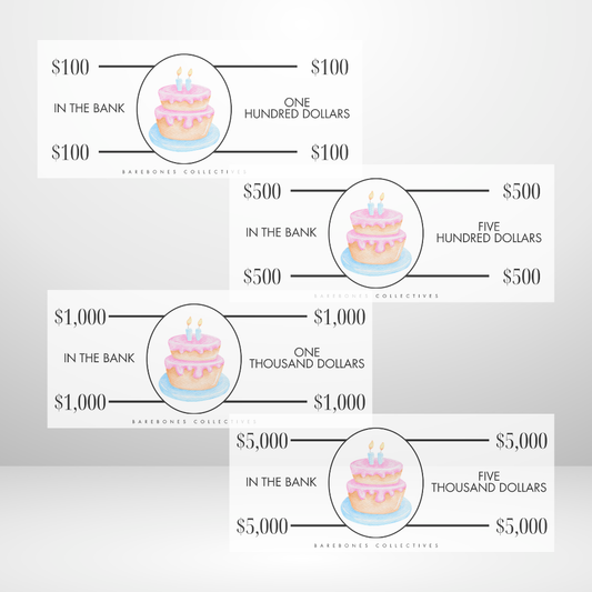 Birthday Wish Cash Place Holders