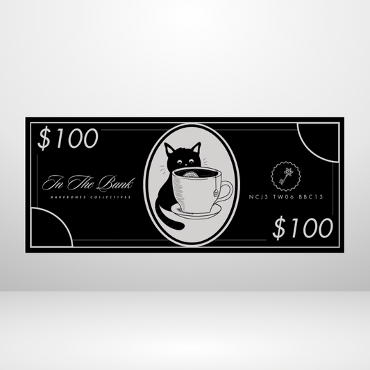 Barebones Currency #D3 $100 - $500 Noir Set of 4 Cash Place Holders