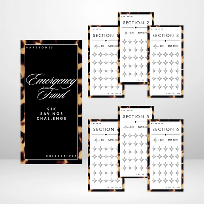 Emergency Fund $3k Brown Tortoiseshell Savings Challenge