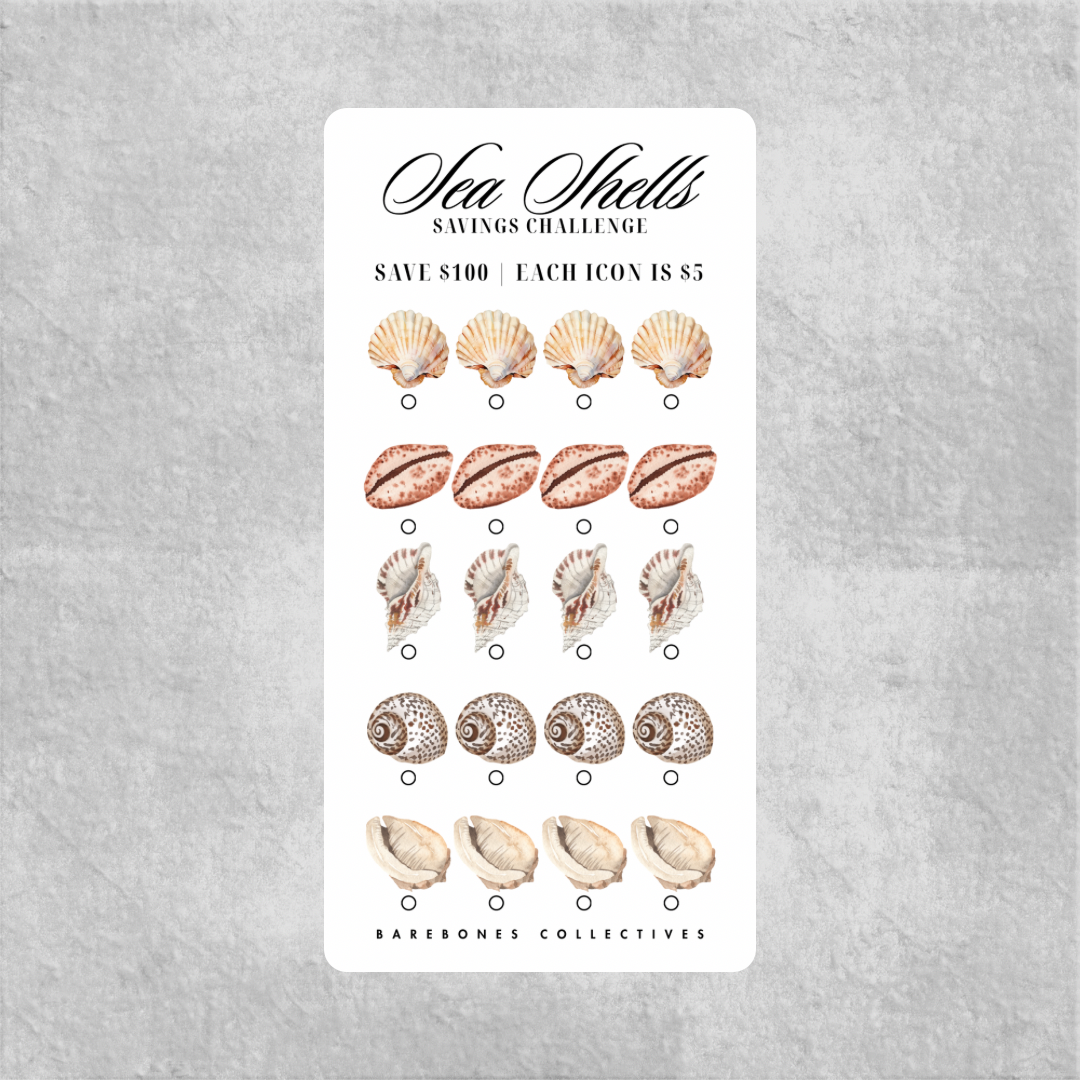 Sea Shells Savings Challenge Save $100