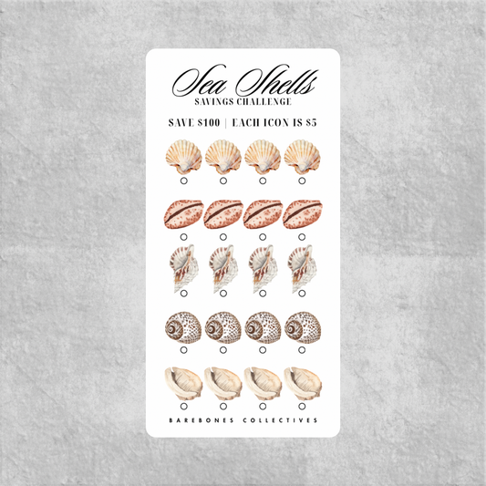 Sea Shells Savings Challenge Save $100