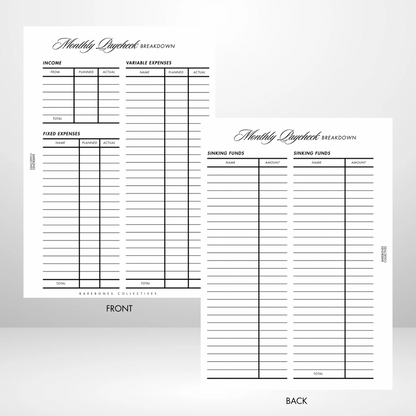 Barebones Budget Planner A5 Inserts