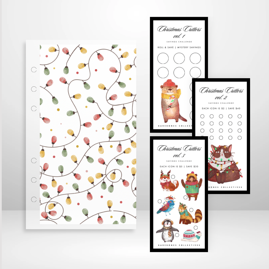 Christmas Critters - Matte Cash Envelope + Savings Challenges