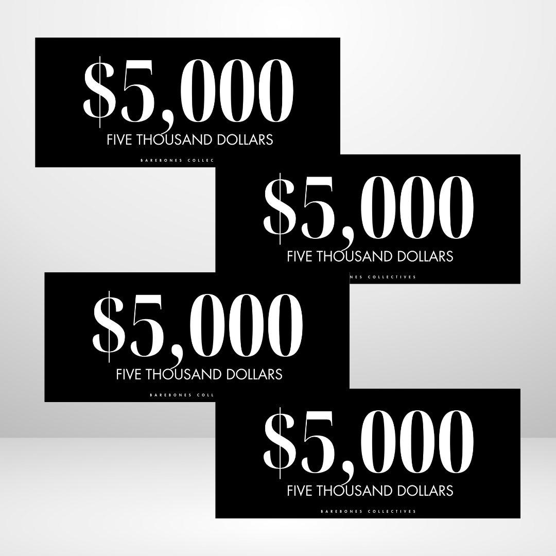 $100 - $20,000 Black Out Style Set of 4 Cash Place Holders